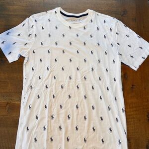 Polo by Ralph Lauren White Crewneck T-Shirt with Navy Pony Print